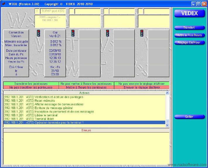 W300 cran de rcupration des pointages