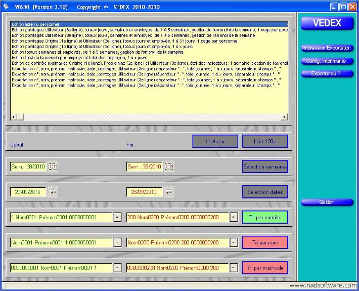 W630 cran de rcupration des pointages