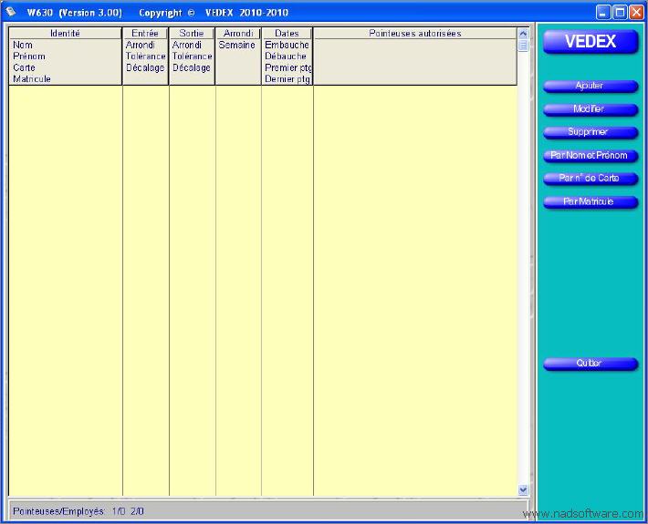 W630 & W300 cran liste du personnel