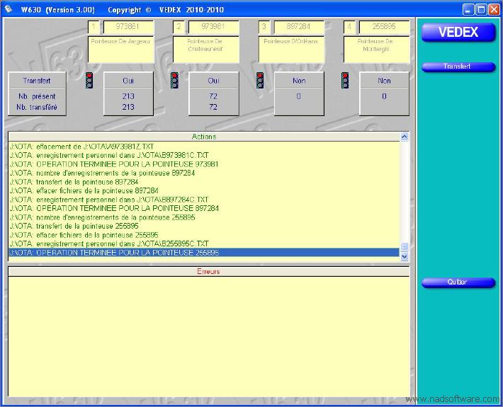 W630 cran de rcupration des pointages